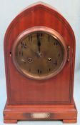 Early 20th century mahogany cased mantle clock, by Gustav Becker, Freiburg. Approx. 38cm H