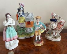FOUR VARIOUS STAFFORDSHIRE FIGURES