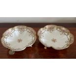 PAIR OF NORITAKE LOBE FORM DISHES, DIAMETER APPROX 14cm