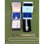 Mixed lot of various silver costume jewellery Inc. Wristwatch, marcasite pendant on chain etc