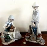 TWO LLADRO FIGURES, APPROX 30cm AND 20cm HIGH