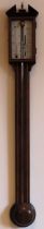 20th century inlaid mahogany stick barometer by Rapport, London. Approx. 100cm H