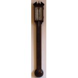 20th century inlaid mahogany stick barometer by Rapport, London. Approx. 100cm H