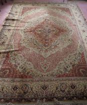 Large decorative Salome Caesrea Rose floral floor rug. Approx. 300 x 200cm