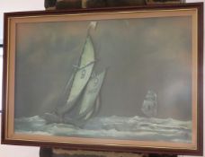 Framed and glazed three dimensional picture of The Liverpool Pilot Schooner George Holt