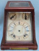 Large wooden and glass cased carriage style clock movement stamped W&H, with plaque for Penlington
