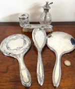 TWO SILVER BACK MIRRORS, PLUS TWO SILVER BACK HAIR BRUSHES, CHESTER, 1920, OTHER DATES AND MARKS