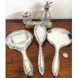 TWO SILVER BACK MIRRORS, PLUS TWO SILVER BACK HAIR BRUSHES, CHESTER, 1920, OTHER DATES AND MARKS