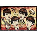 WOOL BEATLES MAT, APPROX 90 x 56cm