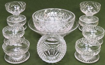 Various glassware Inc. Waterford small basket, various bowls, sundae dishes etc