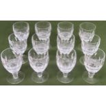 Set of 12 Waterford crystal 'Colleen' short stemmed drinking glasses. Approx. 14cms H