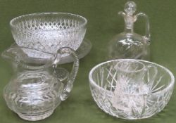 Quantity of various glassware Inc. bowls, decanters, jug, etc