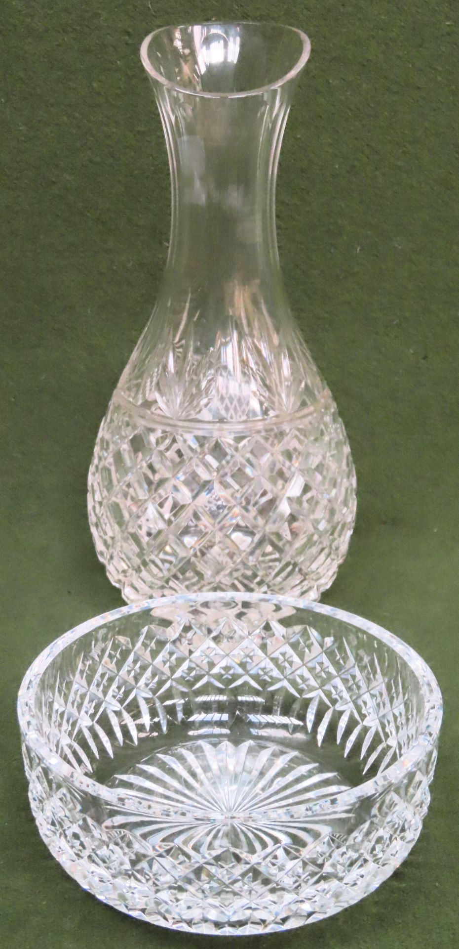Stuart crystal wine carafe, plus Stuart crystal small bowl. Carafe Approx. 27cms H