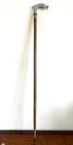 LEATHERETTE COVERED WALKING STICK, DOLPHIN FORM GRIP, APPROX 87.5cm LONG