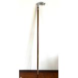 LEATHERETTE COVERED WALKING STICK, DOLPHIN FORM GRIP, APPROX 87.5cm LONG