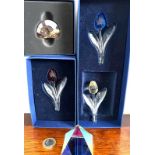 FIVE PIECES OF SWAROVSKI CRYSTAL, FOUR PIECES BOXED