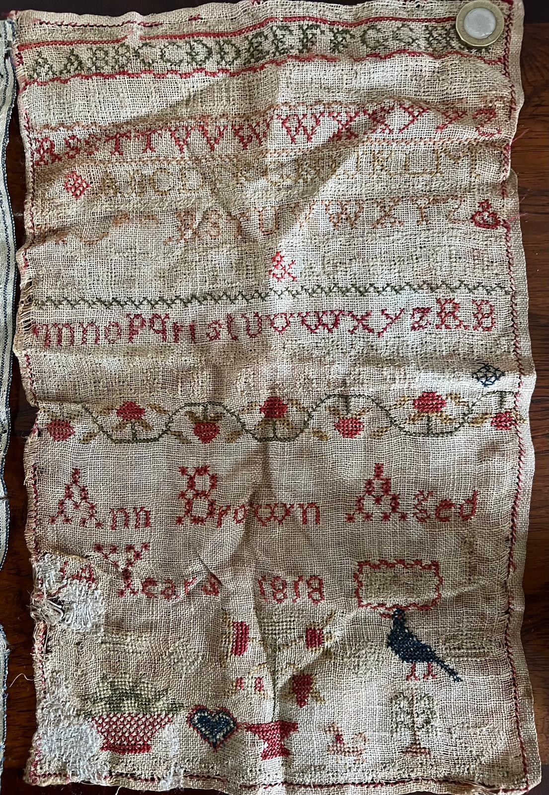 SMALL FRAMED SAMPLER, APPROX 19 x 19cm, PLUS THREE OTHERS, ONE DATED 1818, APPROX 39.5 x 24.5cm - Image 2 of 3
