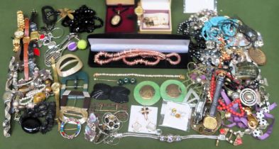 Large selection of various costume jewellery, wristwatches etc