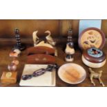 Mixed lot of treen including Mauchline ware box made from the oak take from Elstow cottage prior