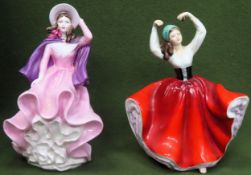 Royal Doulton glazed ceramic figure - Karen (HN2388), plus Coalport Ladies of Fashion figure