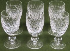 Six Waterford Crystal short stemmed drinking glasses. Approx. 11cm H