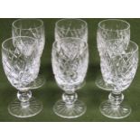 Six Waterford Crystal short stemmed drinking glasses. Approx. 11cm H