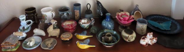Mixed lot of various ceramics including local studio pottery, animals, cups etc