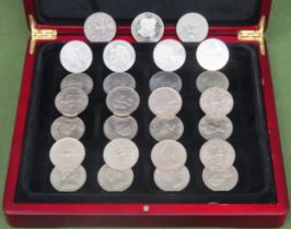 Case containing various commemorative crowns, Churchill, Charles & Diana, etc