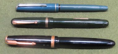 Vintage Parker and Swann founbtain pens with 14k gold nibs, plus Osmiroid fountain pen