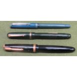Vintage Parker and Swann founbtain pens with 14k gold nibs, plus Osmiroid fountain pen