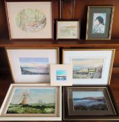 Parcel of various pictures, prints, Robert Davies watercolour etc