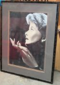 Framed side portrait picture of a Female. Signed to bottom right. Approx. 44 x 36cm Used