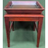 20th century mahogany two handled tray on stand with glazed panel. Approx. 57 x 48 x 48cms