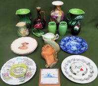 Sundry ceramics Inc. Delft tile, Baden-Powell plate, vases, jugs, etc all used and unchecked