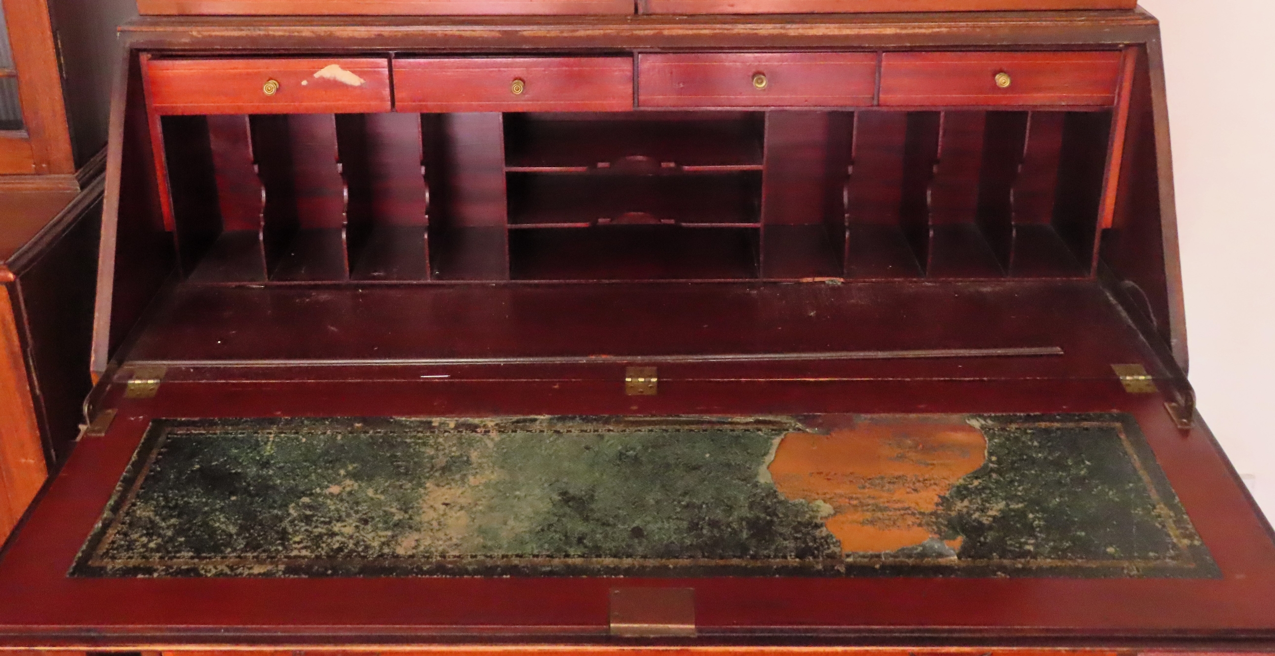19th century mahogany bureau bookcase. Approx. 211cm H x 115cm W x 47cm D Reasonable used condition, - Image 2 of 2