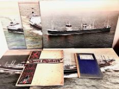 FIVE SKY PHOTO'S IMAGES OF SHIPPING VESSELS, EACH APPROX 40 x 60cm, ALSO QUEEN ELIZABETH LAUNCH