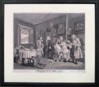 18th century (?) Monochrome engraving by G. Scotin "Marriage A La Mode". Approx. 38 x 45cm
