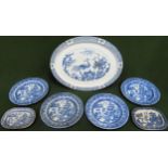 Sundry lot of blue and white ceramics - mostly Willow pattern, various makers all used and unchecked