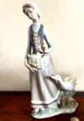 LLADRO FEMALE FIGURE WITH GOOSE, APPROX 31cm HIGH