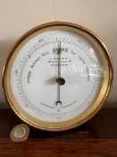 BRASS CASED HOLOSTERIC BAROMETER, J BROWN, 76 VINCENT ST, GLASGOW, DIAMETER APPROX 12.25cm AND DEPTH