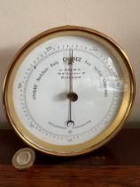 BRASS CASED HOLOSTERIC BAROMETER, J BROWN, 76 VINCENT ST, GLASGOW, DIAMETER APPROX 12.25cm AND DEPTH