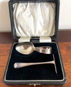SILVER CHRISTENING SET, SPOON AND PUSH, BIRMINGHAM 'H', 1932, WEIGHT APPROX 28g