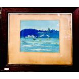 FRANK MILTON ARMINGTON, 'QUEBEC WATERFRONT, CANADA' COLOUR ETCHING/ENGRAVING, WITH CANADIAN