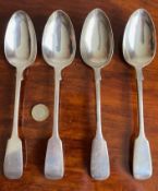 FOUR SILVER TABLE SPOONS, GA, LONDON, 1847, TOTAL WEIGHT APPROX 280g