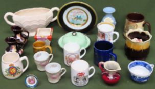 Quantity of various ceramics including commemorative ware, Blue and white, Royal doulton etc All