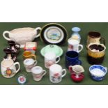 Quantity of various ceramics including commemorative ware, Blue and white, Royal doulton etc All