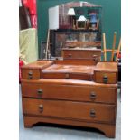 Art Deco style oak dressing table. Approx. 140 x 99 x 48cms used condition with minor scuffs and