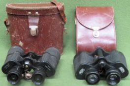 Cased vintage Carl Ziess Jenoptem 8 x 30 W binoculars, plus cased Lieberman & Gortz 20 x 42