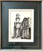 STEEL ENGRAVING OF ST LORENZO NAPLES, SIGNED LOWER RIGHT, FRAMED WITH DOUBLE MOUNT, IMAGE APPROX