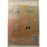 Large framed Oriental embroided tapestry. Approx. 71 x 47cm Used condition